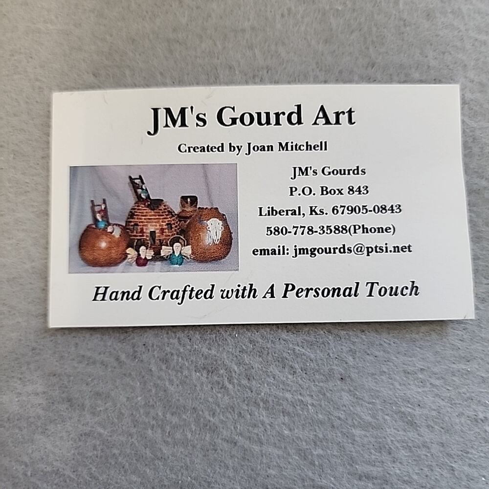 2004 SIGNED Southwestern Art Gourd Vase Painted Handmade Joan Mitchell KS - Picture 9 of 9